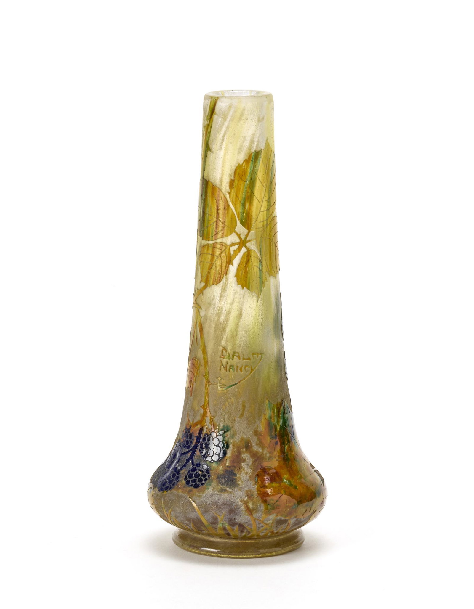 Daum  Acid-etched cameo glass vase with relief floral (1 of 1)