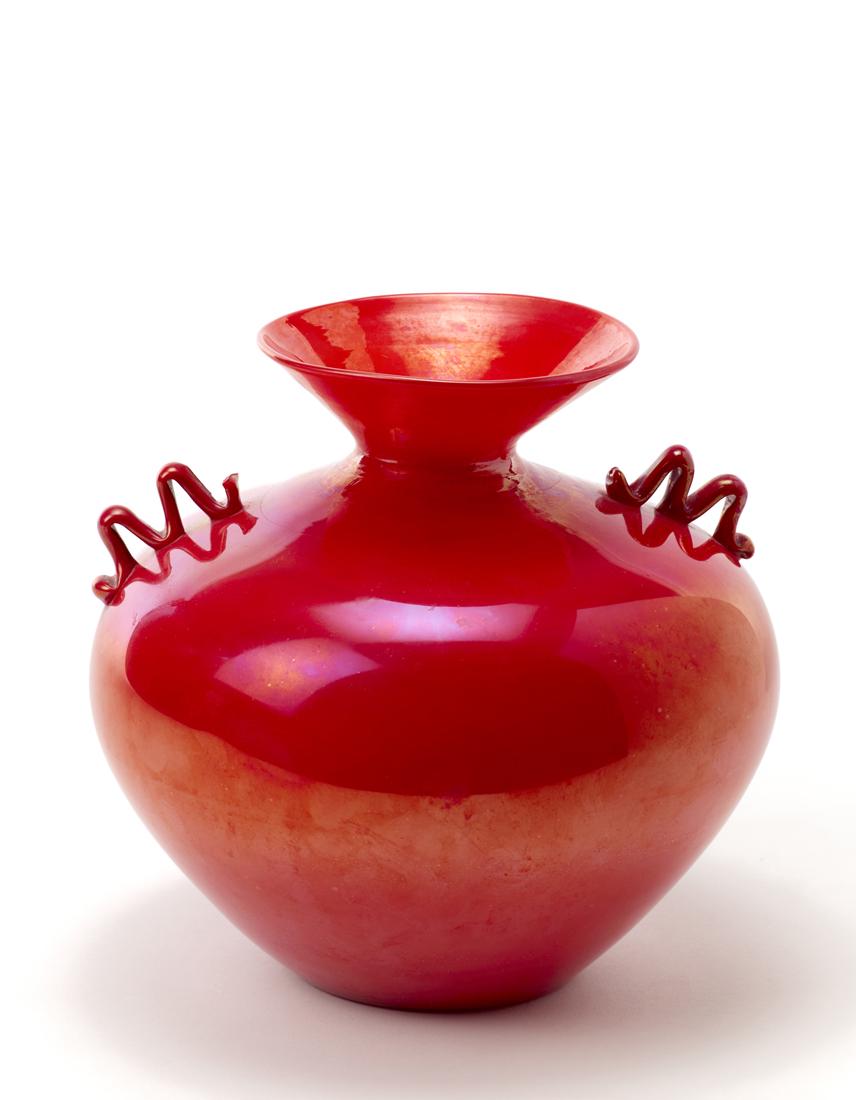Barovier Seguso Ferro  Vase with bulb-shaped body and wide flared neck model "Z 305". Murano, (1 of 2)