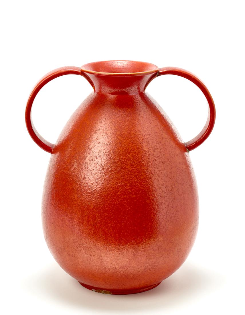 Guido Andlovitz (Trieste 1900 - Grado 1971) Vase model "1266". Manufacture of SocietÃ Ceramica: Guido Andlovitz (Trieste 1900 - Grado 1971) Vase model "1266". Manufacture of SocietÃ Ceramica Italiana, Laveno, 1930s. "Rosso Vesuvio" glazed ceramic. Graphic symbol of the manufacture under the b