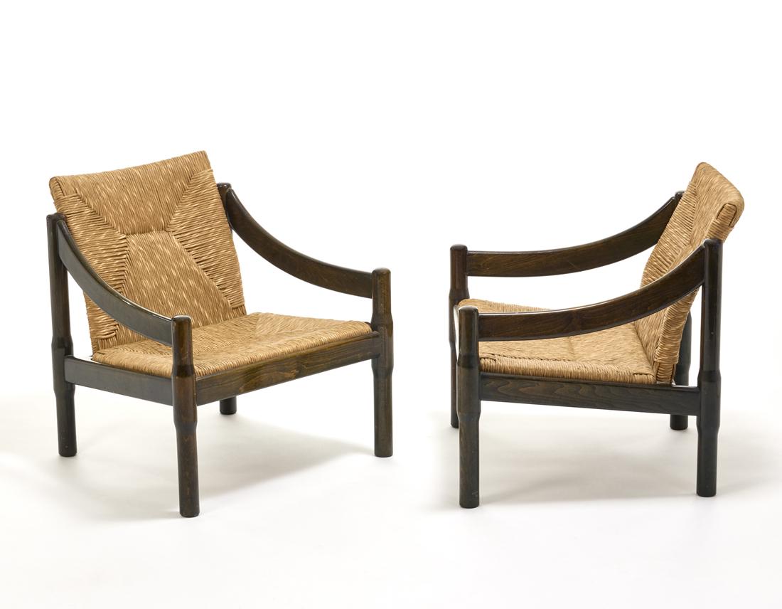 Vico Magistretti (Milano 1920 - Milano 2006) Two armchairs model "Carimate". Produced by Cassina, (1 of 1)