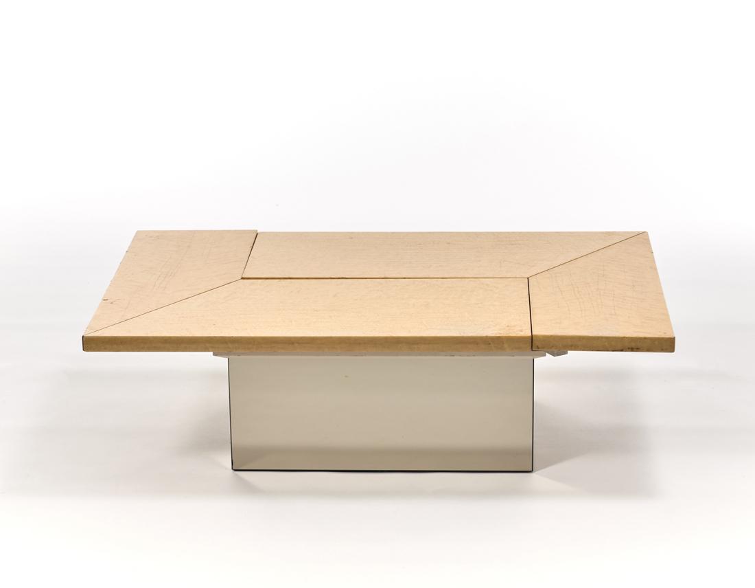 Paul Michel (1951) Living room-bar table with opening top. France, 1970s. Briar veneered wood, (1 of 3)