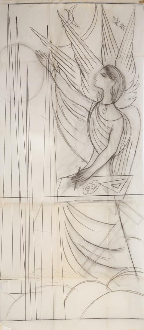 Gio Ponti (Milano 1891 - Milano 1979) "Angelo" Two studies on large sheets for wall decoration or (1 of 2)