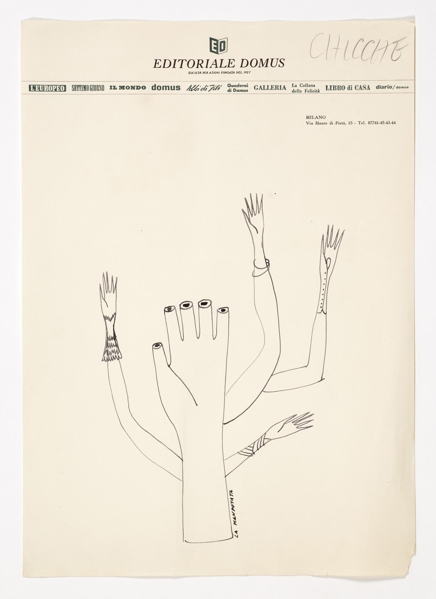 Gio Ponti (Milano 1891 - Milano 1979) "La man potata" . Milan, 1950s. Composition depicting hands. (1 of 1)