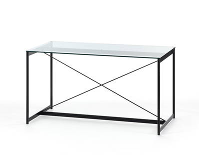 Mario Asnago (1896-1981) e Claudio Vender (1904-1986) Rectangular table. Produced by Pallucco, su: Mario Asnago (1896-1981) e Claudio Vender (1904-1986) Rectangular table. Produced by Pallucco, su disegno del 1936, Treviso, 2000s. Black painted metal and cut crystal glass. (140x75x70.5 cm.) IT Tavo