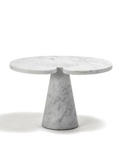 Angelo Mangiarotti (Milano 1921 - Milano 2012) Coffee table, reissue of the series "Eros". Produced: Angelo Mangiarotti (Milano 1921 - Milano 2012) Coffee table, reissue of the series "Eros". Produced by Agape, Italy, 2000s. White marble. (66x41x45 cm.) (defects) IT Tavolino, riedizione della serie