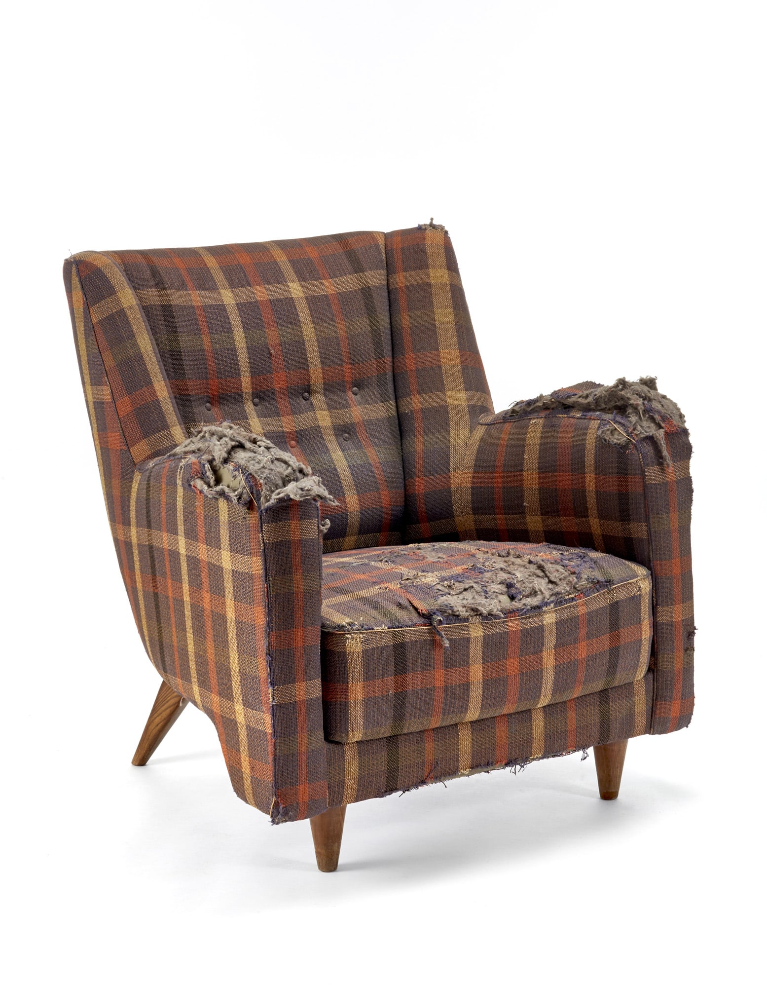 Armchair in the style of Gio Ponti. Milan, 1940s/1950s. Solid wood sled structure, divisible seat, (1 of 4)