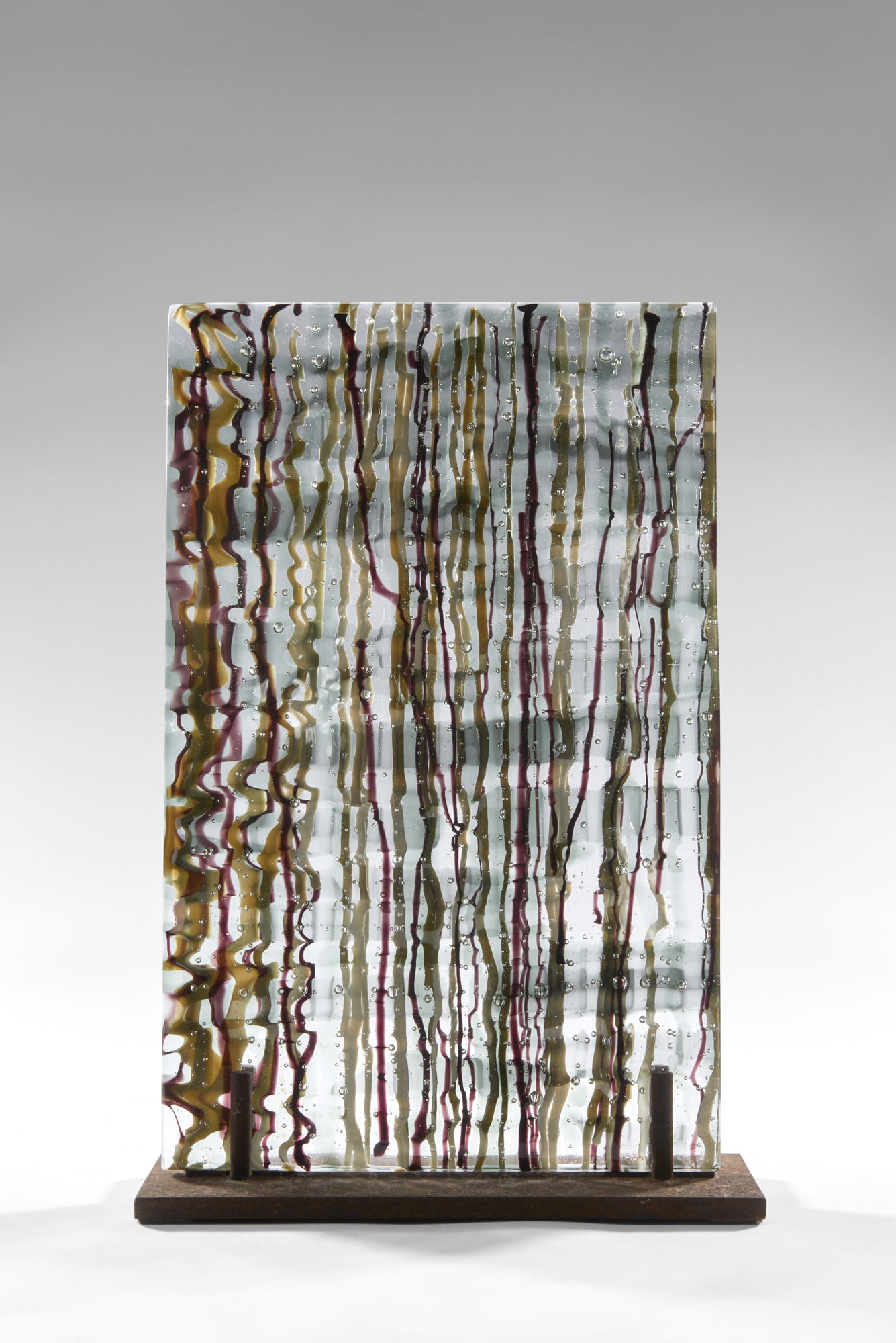 Massimo Micheluzzi (Venezia 1957) "Piastra" Murano glass sculpture. 2001. Clear glass plate with (1 of 1)