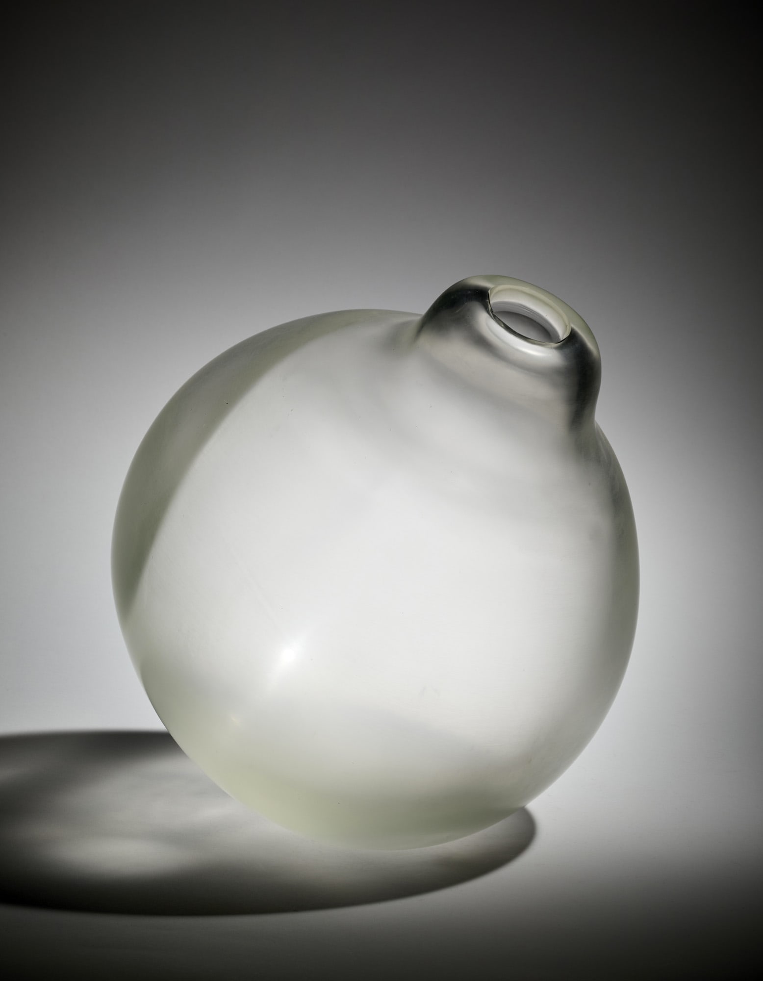 Ritsue Mishima (Kyoto 1962) Vase of the series "Moon". Murano, 2010. Satin-blown crystal glass on: Ritsue Mishima (Kyoto 1962) Vase of the series "Moon". Murano, 2010. Satin-blown crystal glass on outer surface. Signed, dated and monogrammed with engraving below base. (h 35 cm.) Provenance Private