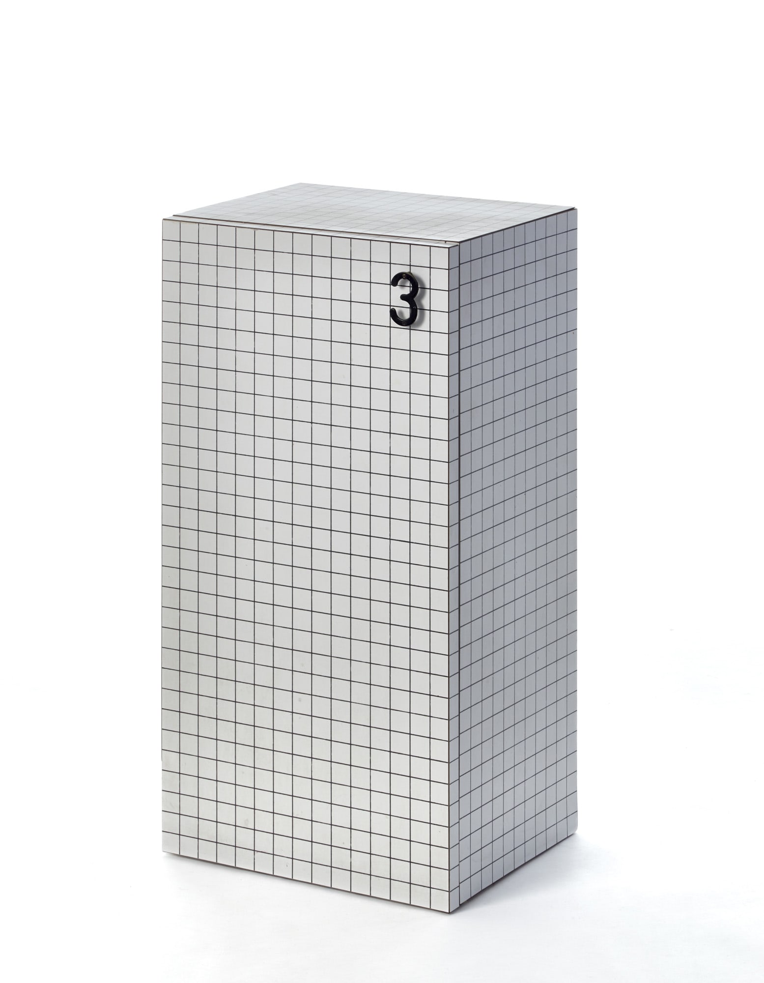 Superstudio Single door cabinet of the series "Quaderna". Produced by Zanotta,, 1970s. Print: Superstudio Single door cabinet of the series "Quaderna". Produced by Zanotta, 1970s. Print laminate veneered wooden frame, white colour. (45x93.5x37 cm.) (slight defects) Provenance Private collectio