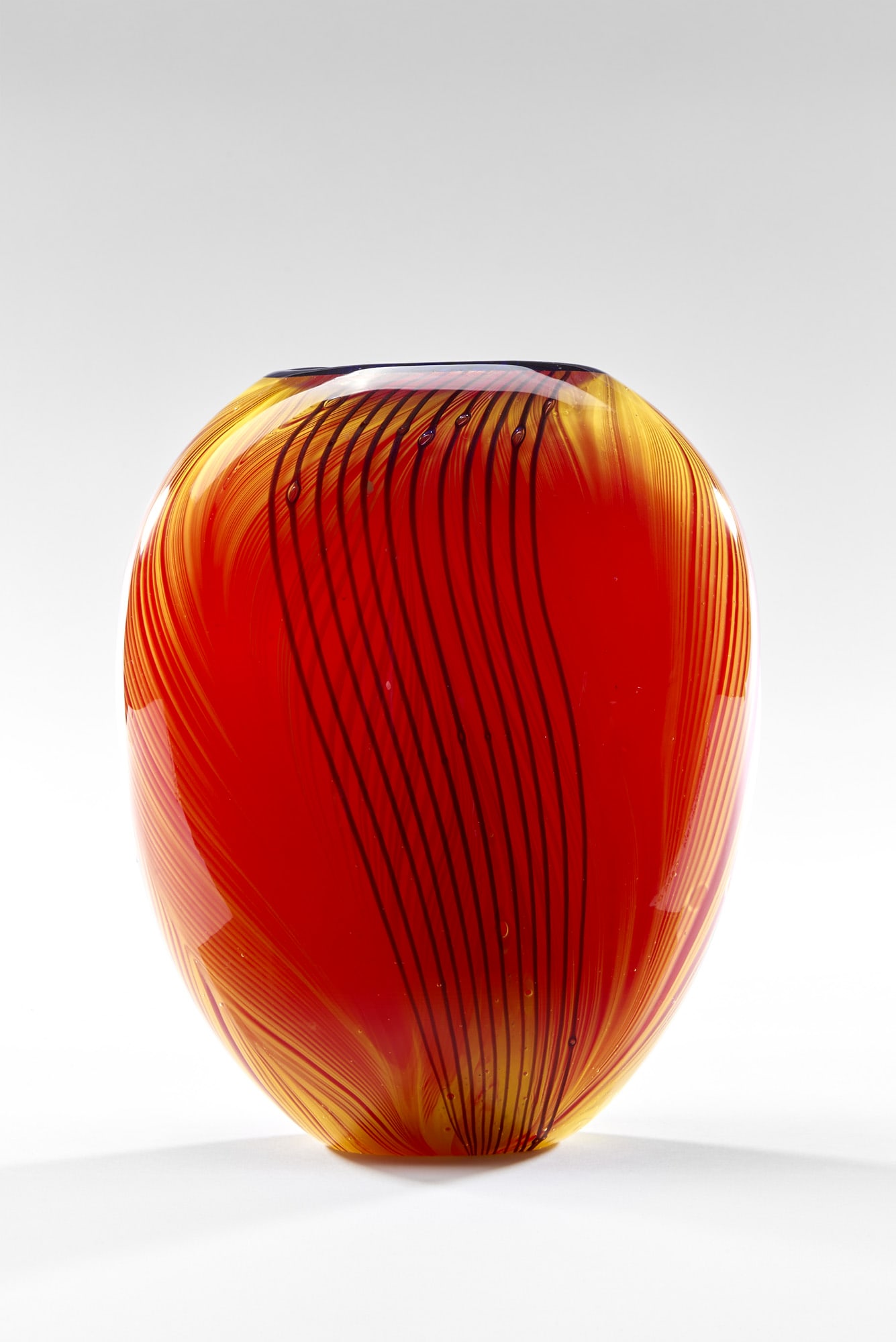 Lino Tagliapietra (Murano 1934) Vase. Murano, 1990s/2000s. Plychrome blown glass. Signed with (1 of 2)