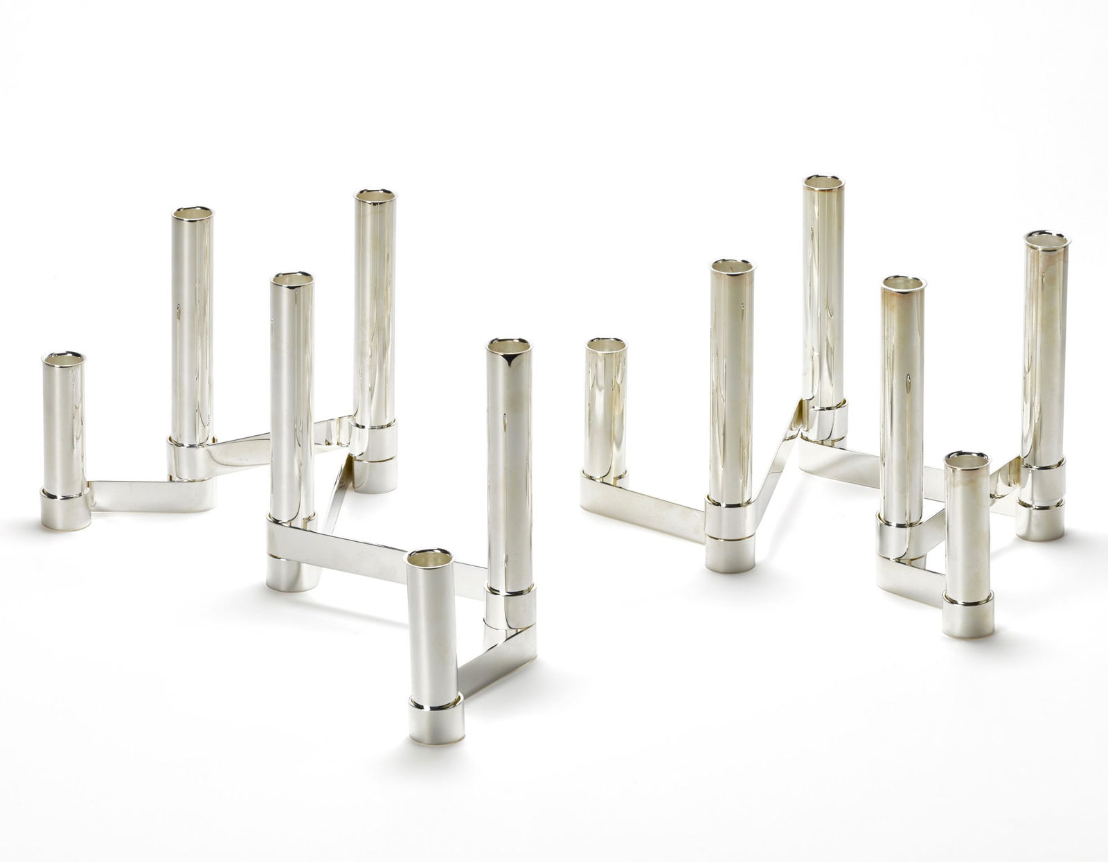 Gio Ponti (Milano 1891 - Milano 1979) Pair of jointable silver-plated brass candlesticks. Produced (1 of 1)