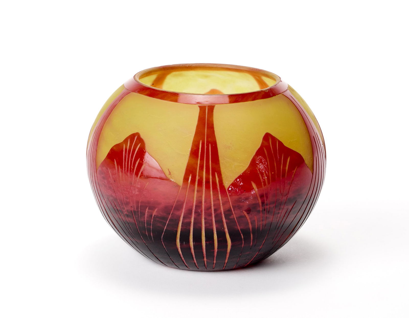 Le Verre Français  Acid etched cameo glass globular vase with Art Deco floral subject, in shades of (1 of 1)