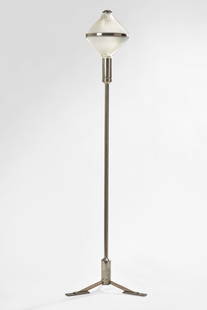 BBPR (Barbiano di Belgiojoso, Peressutti, Rogers) Floor lamp model "Polinnia". Produced by: BBPR (Barbiano di Belgiojoso, Peressutti, Rogers) Floor lamp model "Polinnia". Produced by Artemide, Milan, 1960s. Nickel-plated brass, colourless moulded glass. (h 170 cm.) (minor restorations) IT La