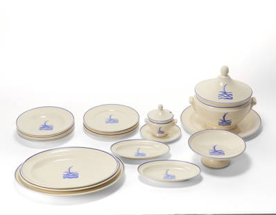 Gio Ponti (Milano 1891 - 1979) Tableware. Manufacture of Richard Ginori - San Cristoforo, Milan,: Gio Ponti (Milano 1891 - 1979) Tableware. Manufacture of Richard Ginori - San Cristoforo, Milan, 1930s. Cast earthenware decorated in blue on a white underglazed ground. Comprising of one tureen with