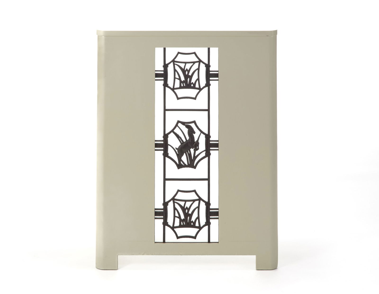 Art Deco wrought-iron grill, consisting of four frontal and two lateral compartments decorated with (1 of 1)