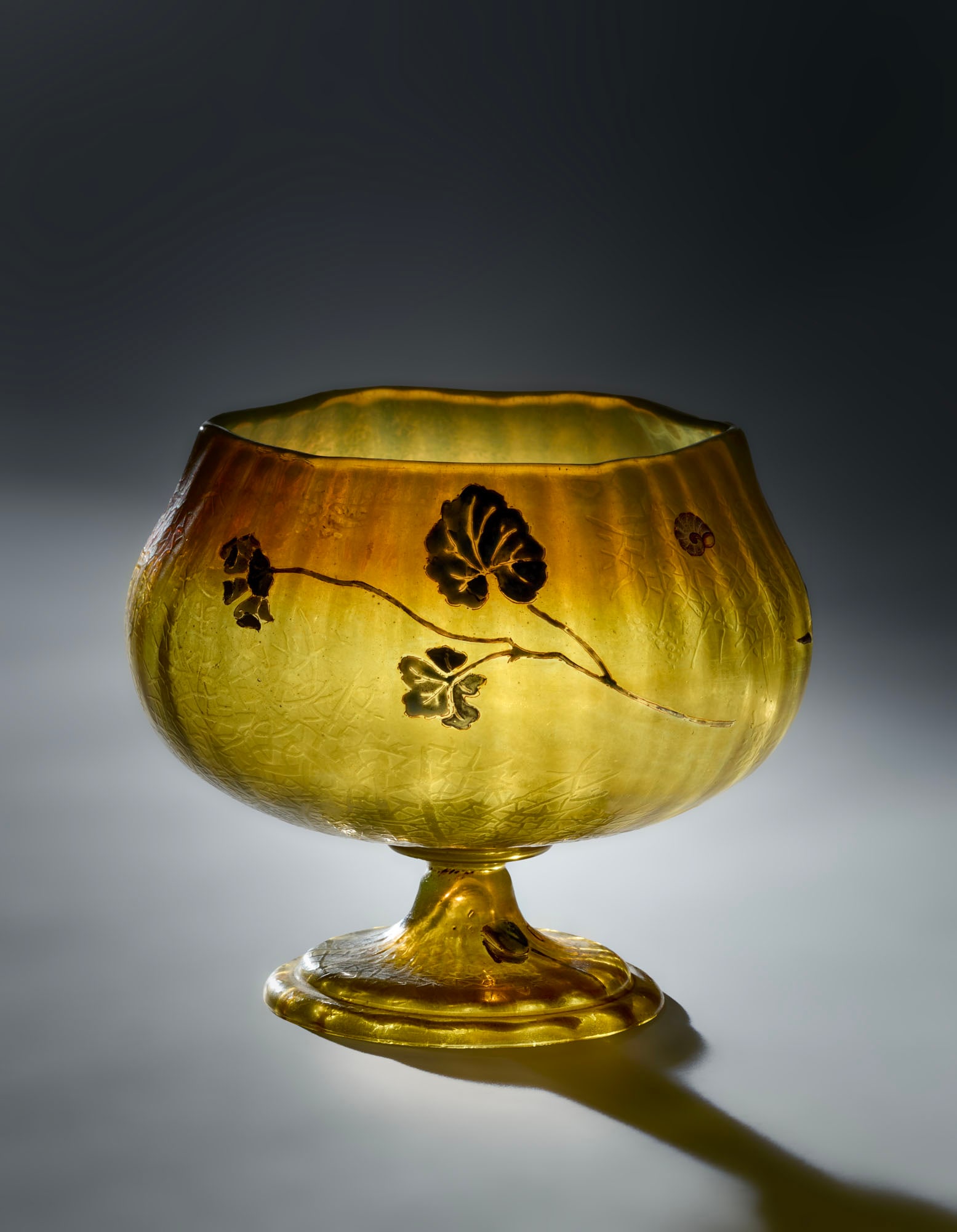 Emile Gallé (Nancy 1846 - 1904) Cup "Pour Bonheur". Nancy, 1880-1900ca. Partially opalescent (1 of 3)