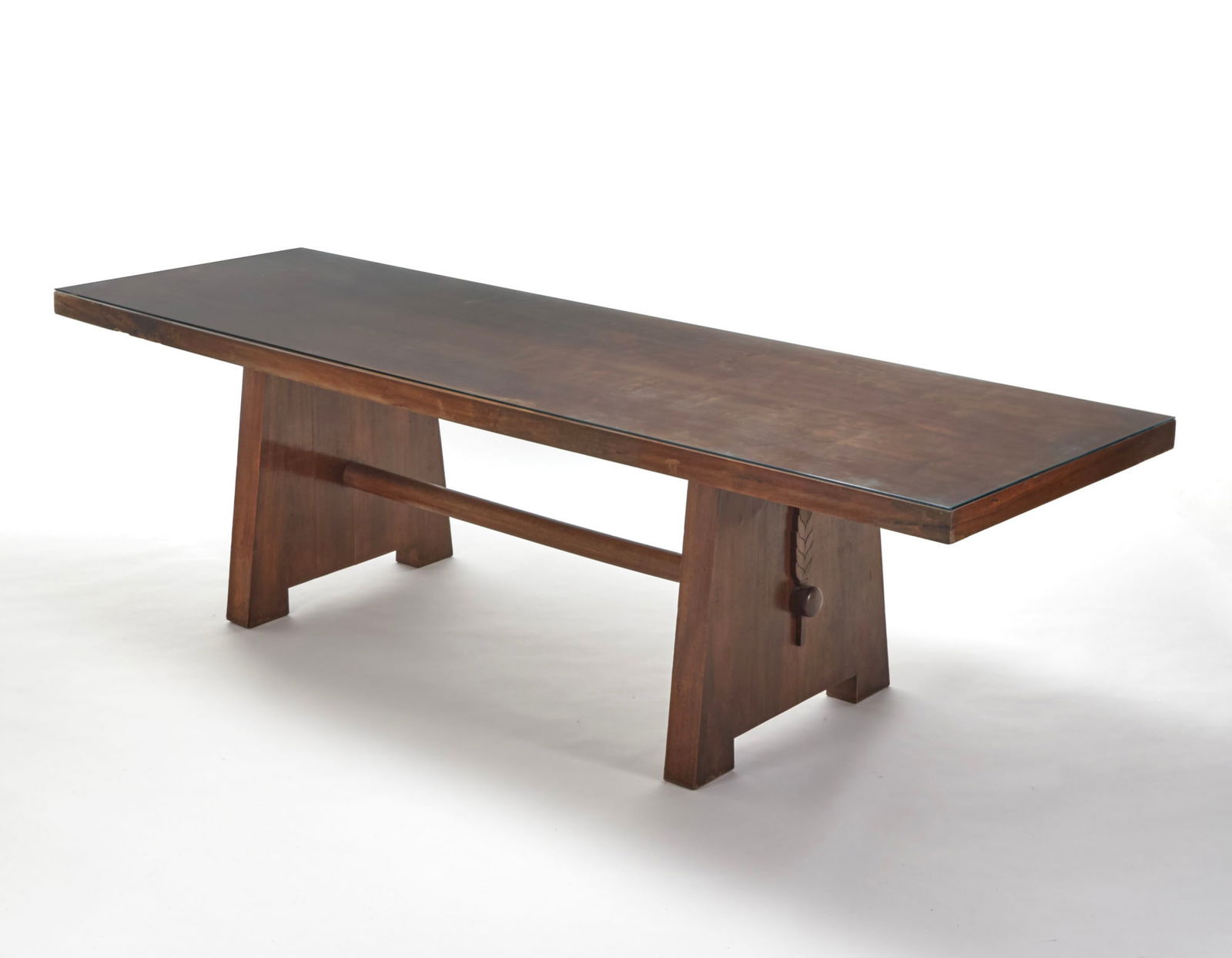 Marcello Piacentini (Roma 1881 - 1960) (Attributed) Solid walnut dining table, veneered and edged, (1 of 1)