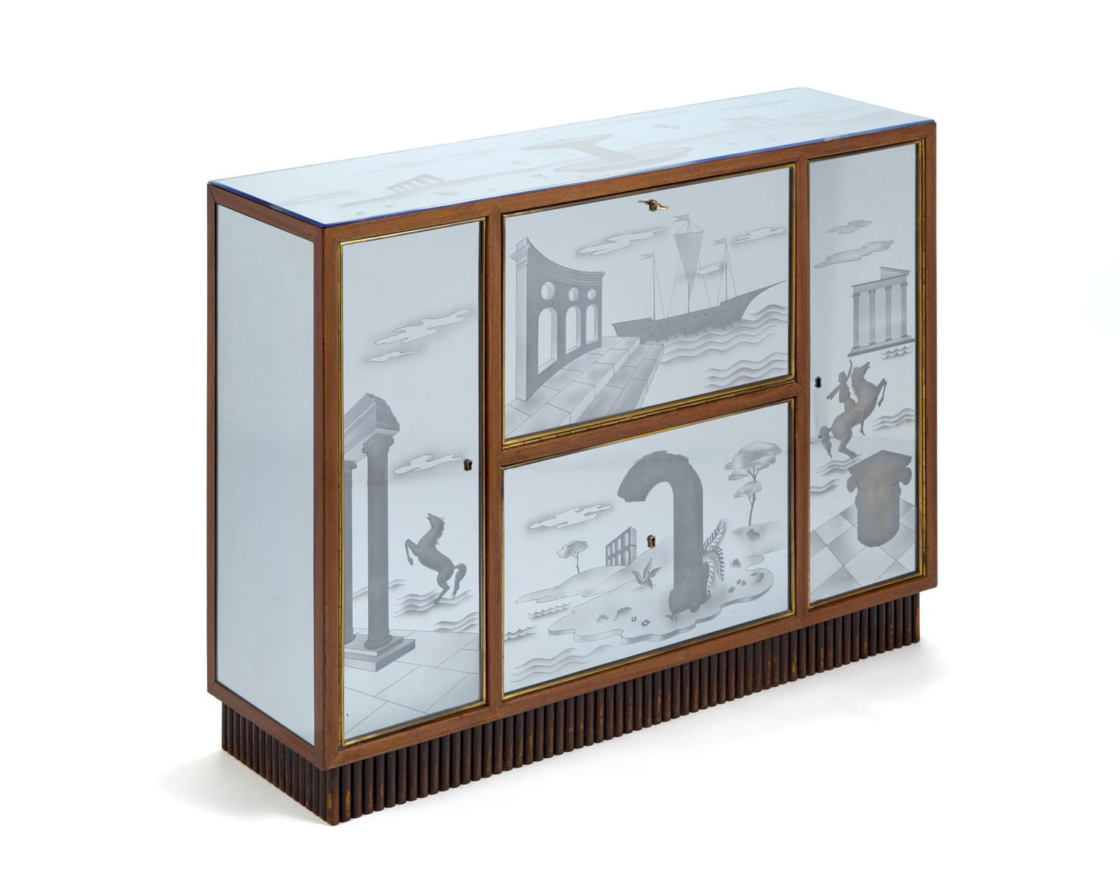 Fratelli Broggi  Bar cabinet. Italy, 1930s. Solid wood structure and panelling covered in (1 of 3)