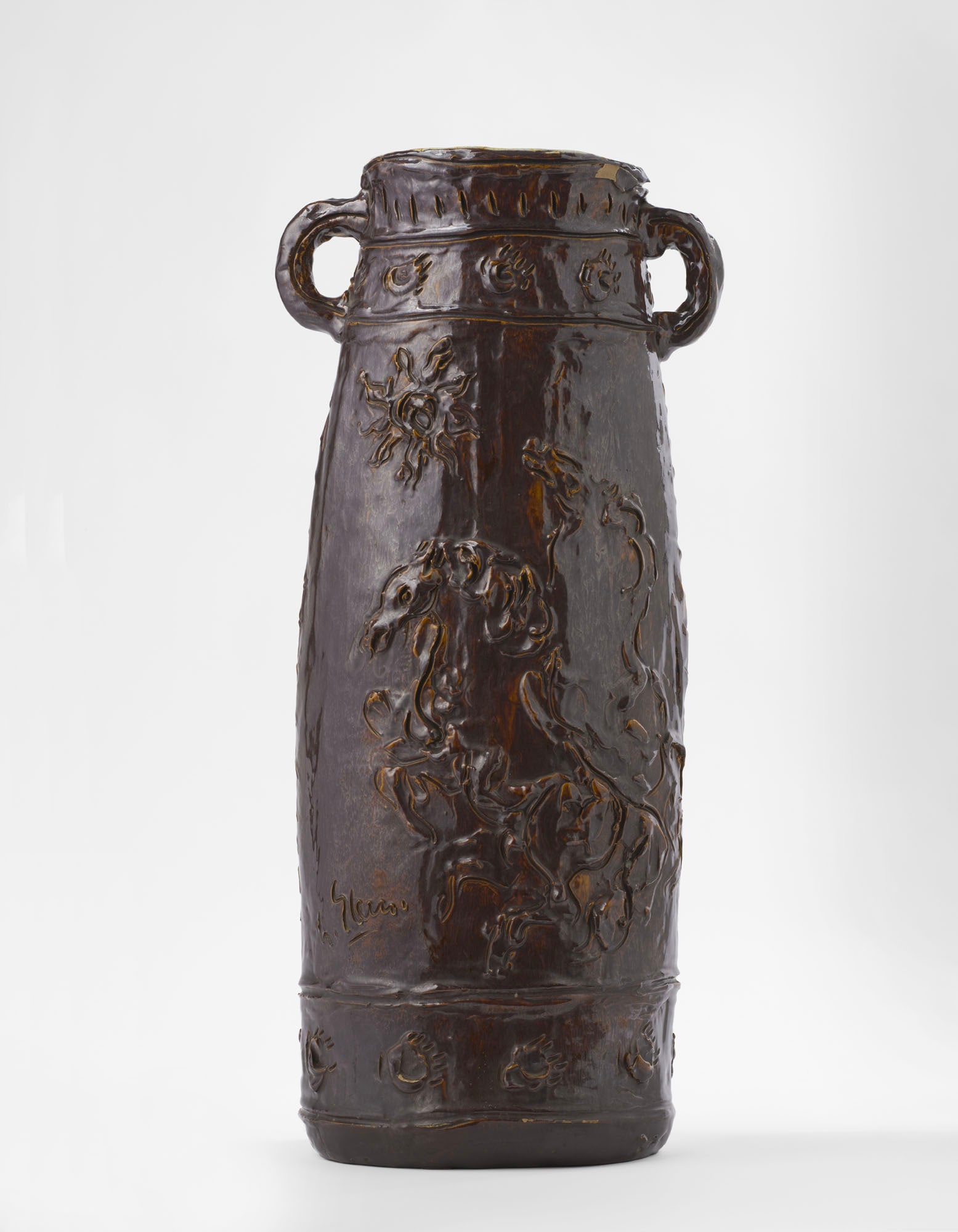 Umberto Ghersi (Albisola 1913 - 1993) Large two-handled ceramic vase decorated with graffito and (1 of 1)