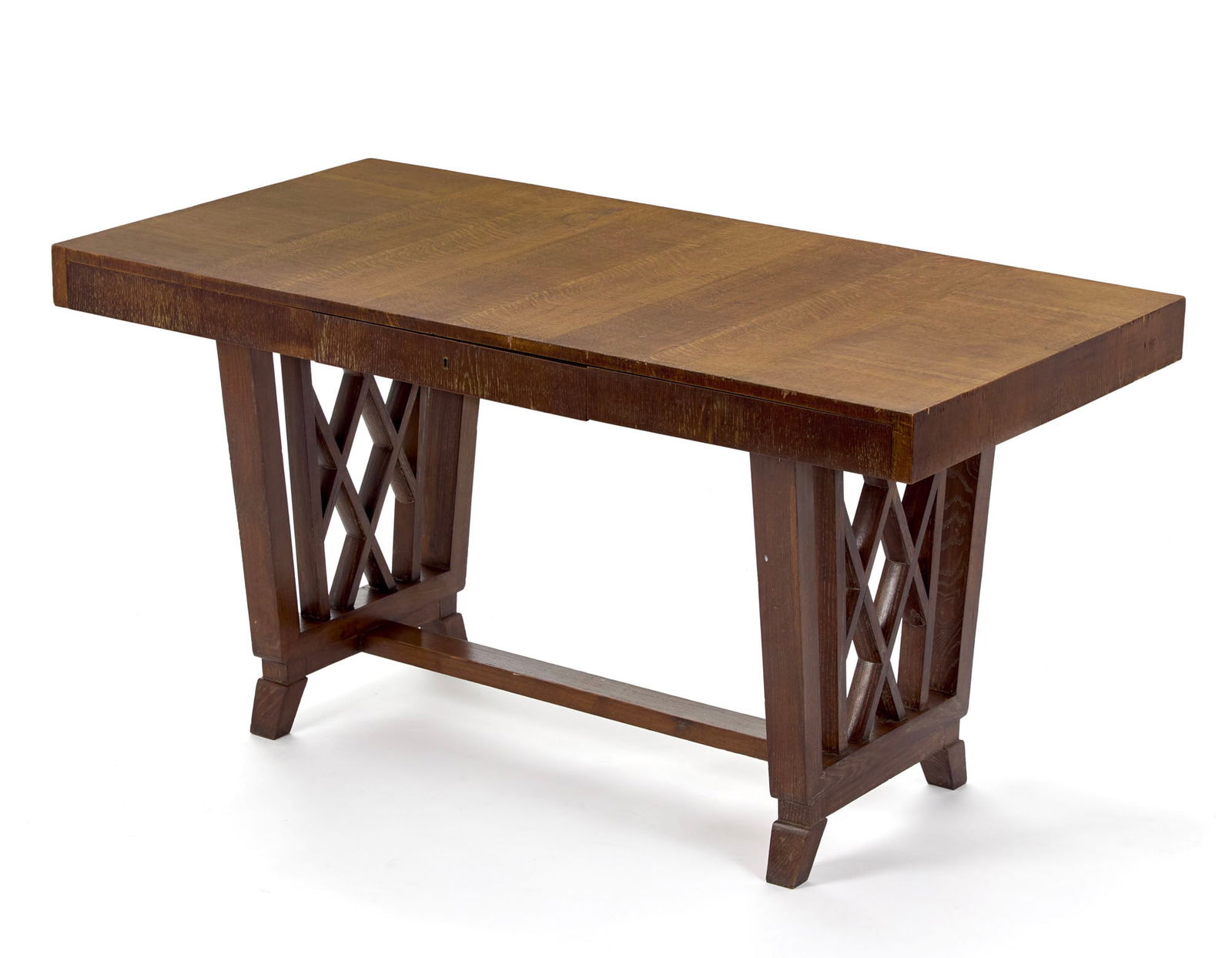 Colli Desk with three drawers underneath, made of solid wood and veneer, with carved legs joined by (1 of 1)