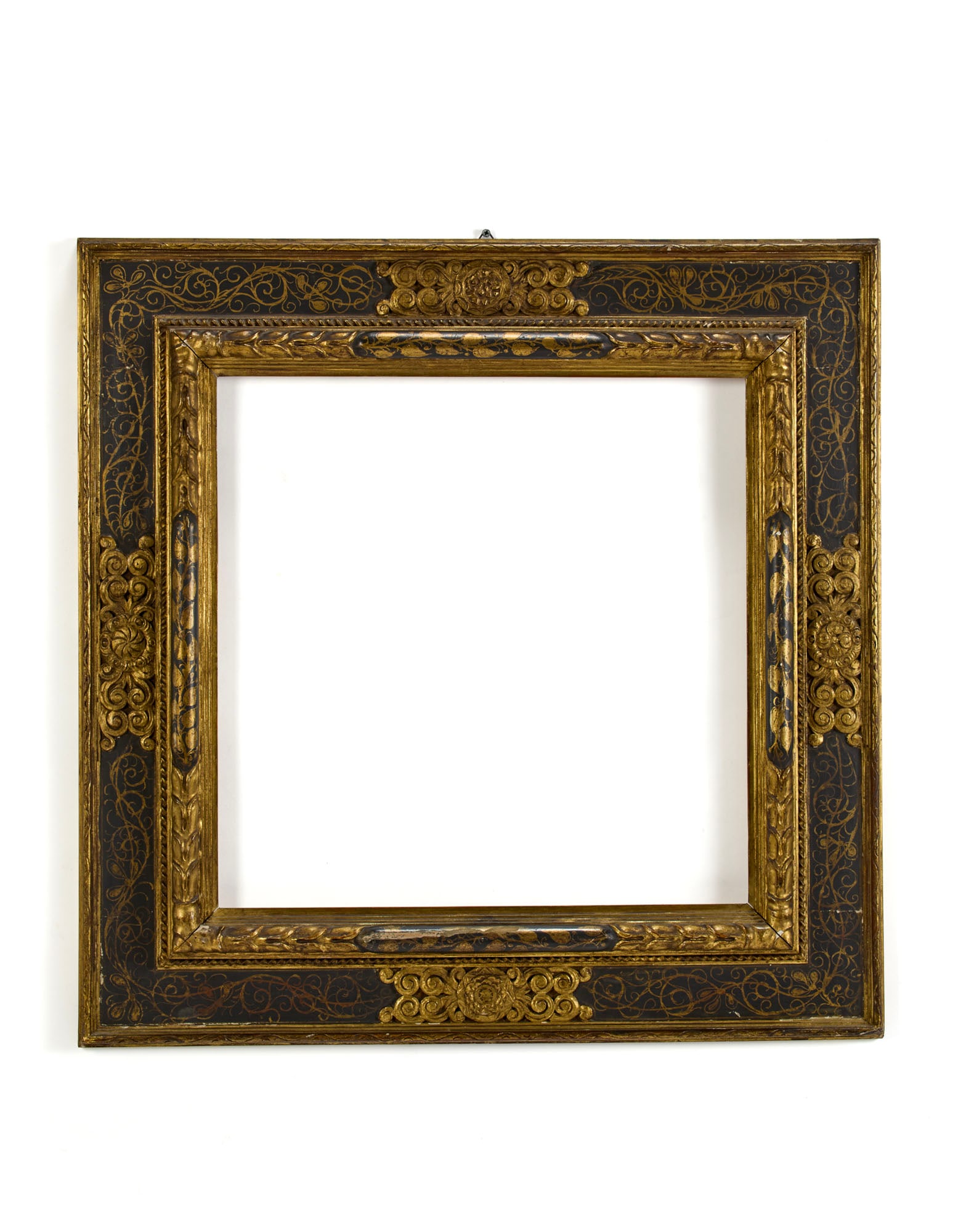 Ettore Zaccari (1877 0 - 1922) Carved wooden frame painted grey and gold. Milan, 1920s. (74x74 cm; (1 of 1)