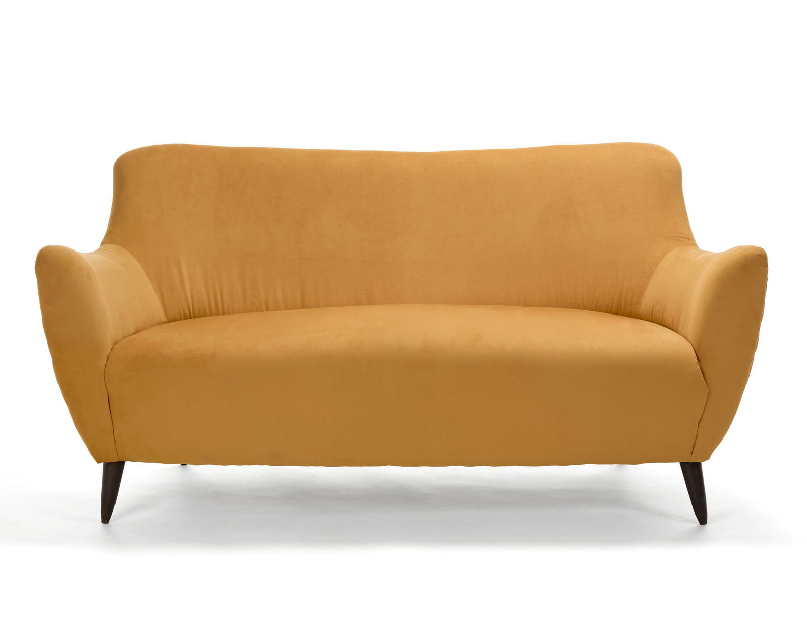 Guglielmo Veronesi (Attributed) Sofa. Italy, 1950s. Wooden frame, fabric upholstery. (155x77x79: Guglielmo Veronesi (Attributed) Sofa. Italy, 1950s. Wooden frame, fabric upholstery. (155x77x79 cm.) (slight defects and restoration) Literature "Domus", n. 247, settembre 1952, p. 4 IT (Attribuito) D