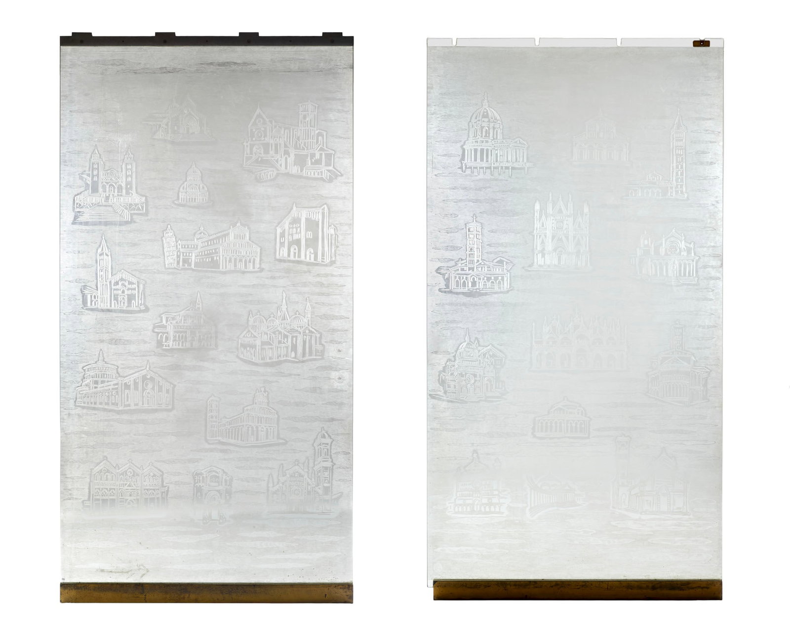 Erwin Walter Burger (1909 - 1982) A pair of large sliding doors made of tempered glass, engraved (1 of 1)