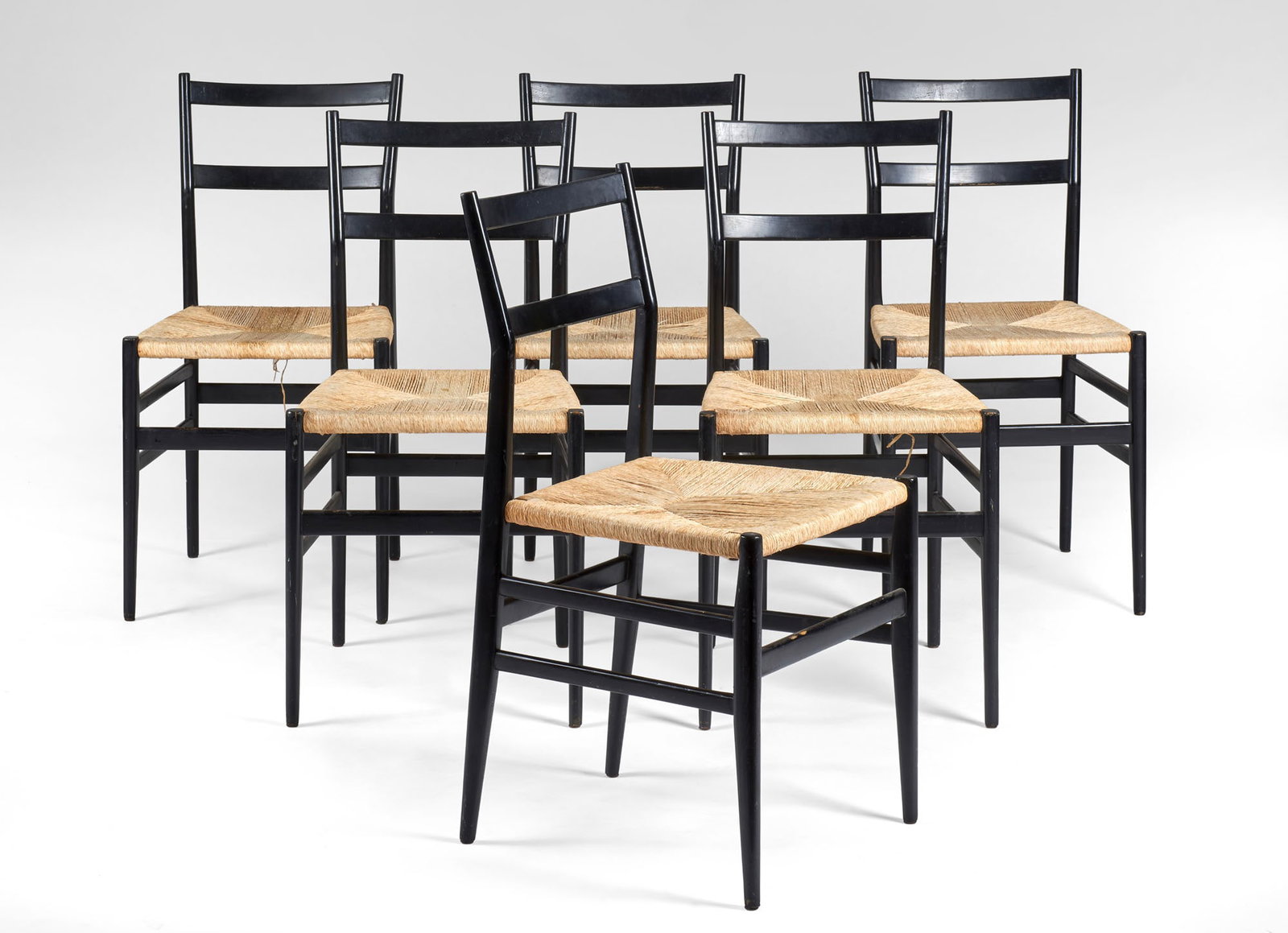 Gio Ponti (Milano 1891 - 1979) * Six chairs model "Superleggera". Produced by Cassina, Meda, 1957ca. (1 of 1)