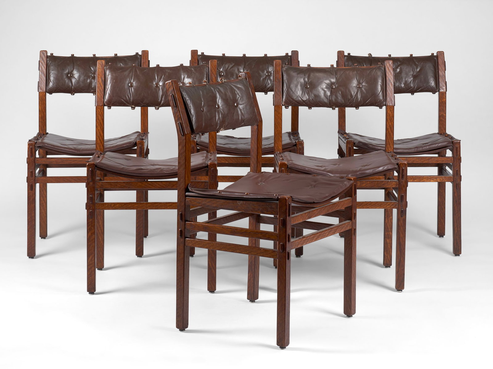 Giuseppe Rivadossi (Monteclana di Nave 1935) Six chairs with exposed joints. Execution by Officina (1 of 1)