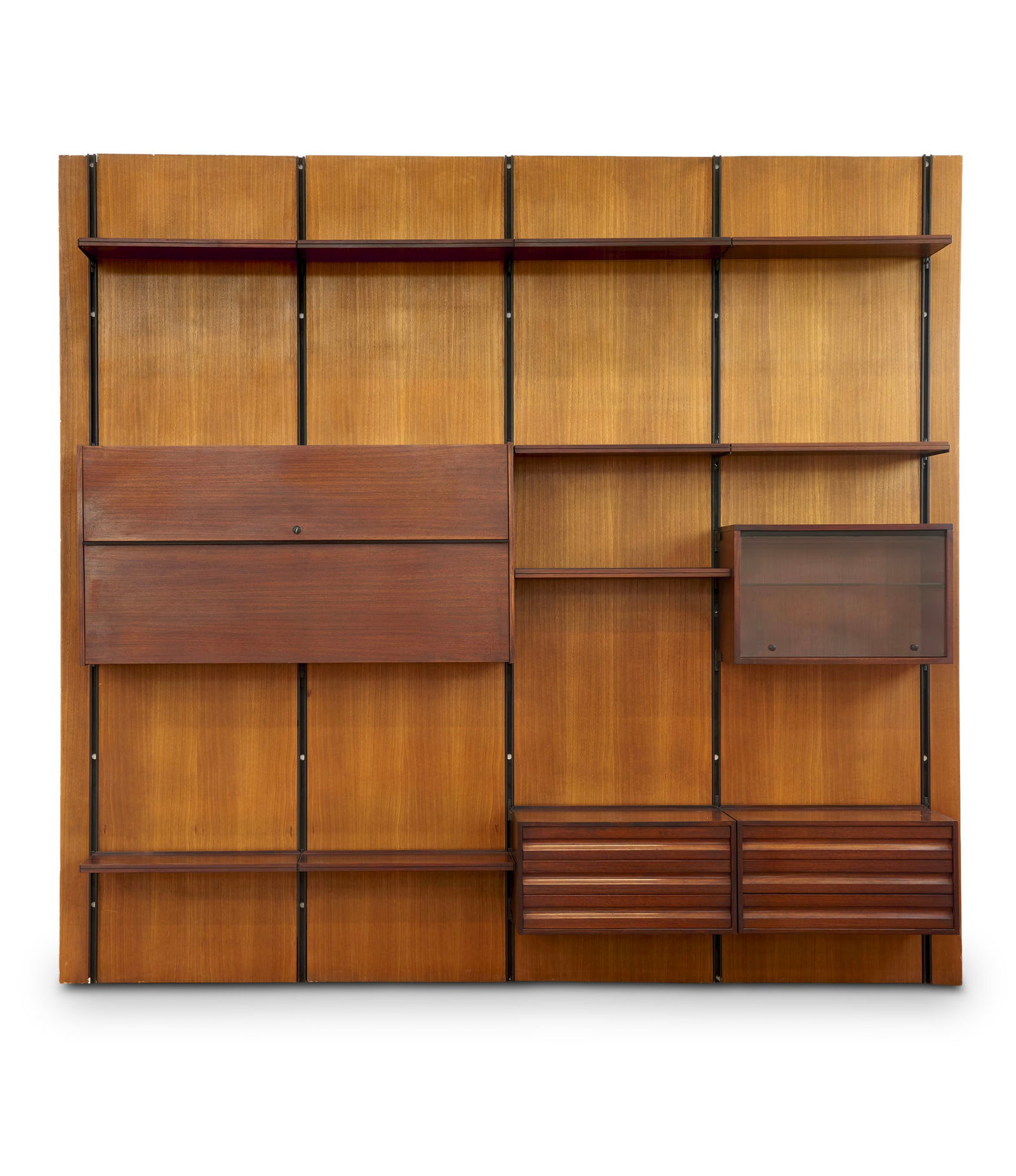 Osvaldo Borsani (Varedo 1911 - Milano 1985) Wall system with bookshelves of the series "E22". (1 of 1)