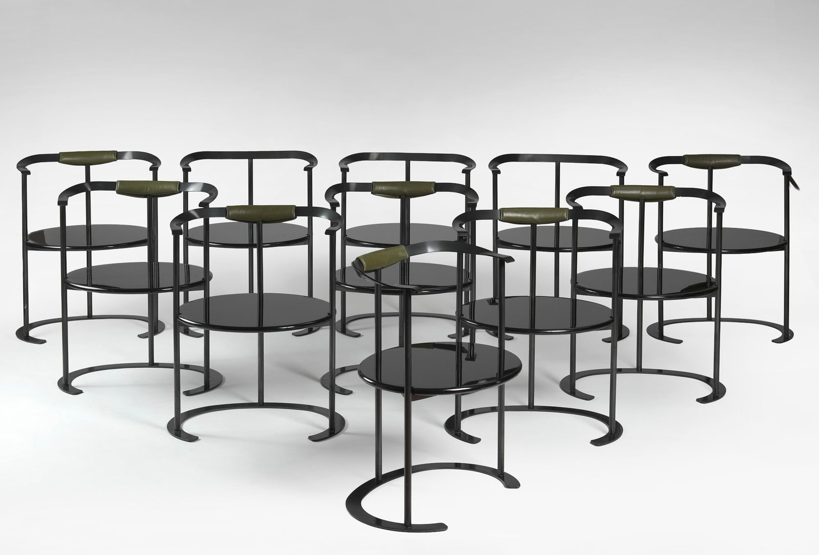 Luigi Caccia Dominioni (Milano 1913 - 2016) * Lot consisting of eleven chairs model "P4 Catilina". (1 of 1)