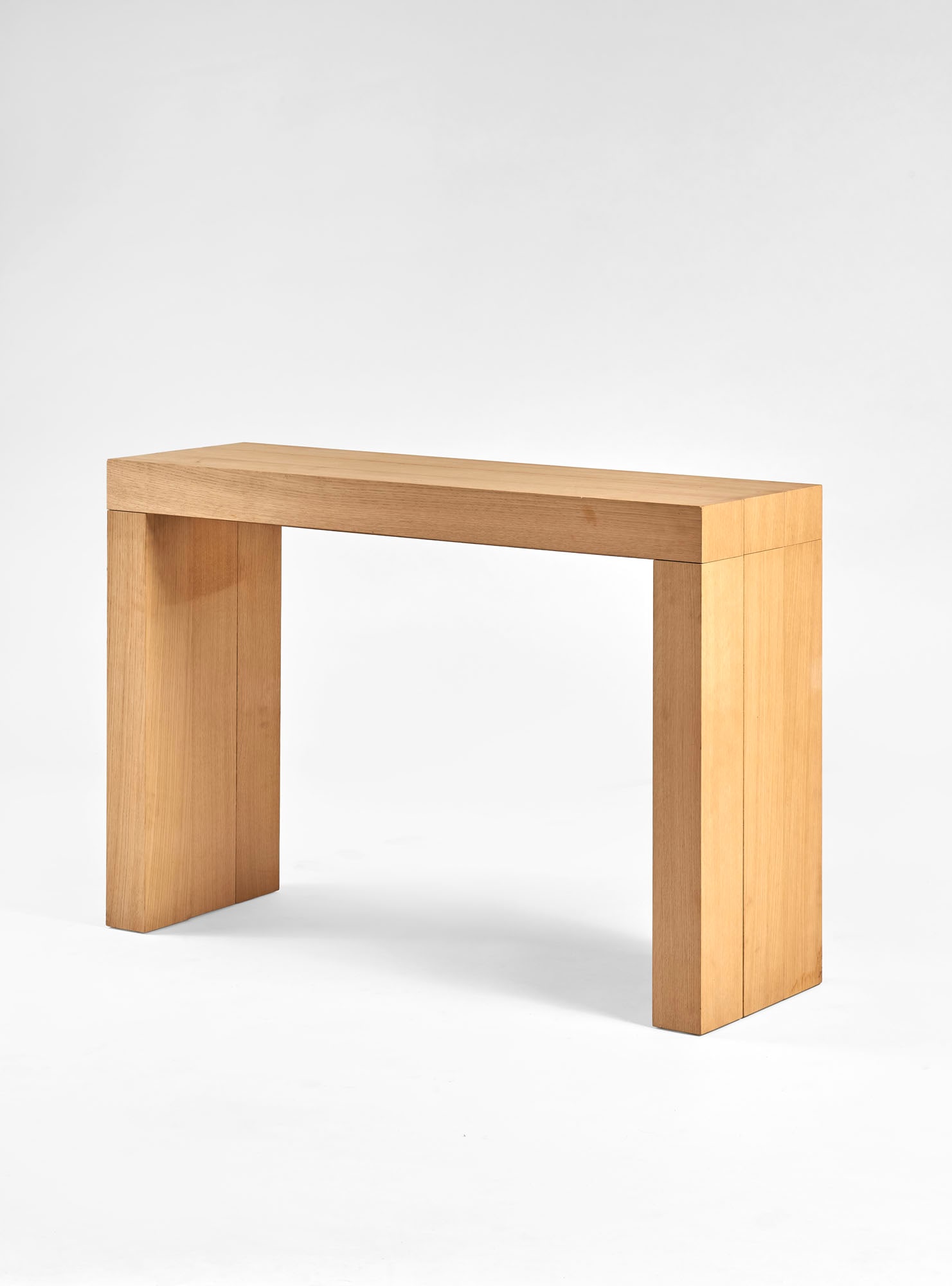Emaf Progetti Extendable console table. Prototype. Nova Milanese, 1970s/1980s. Solid light wood, (1 of 2)
