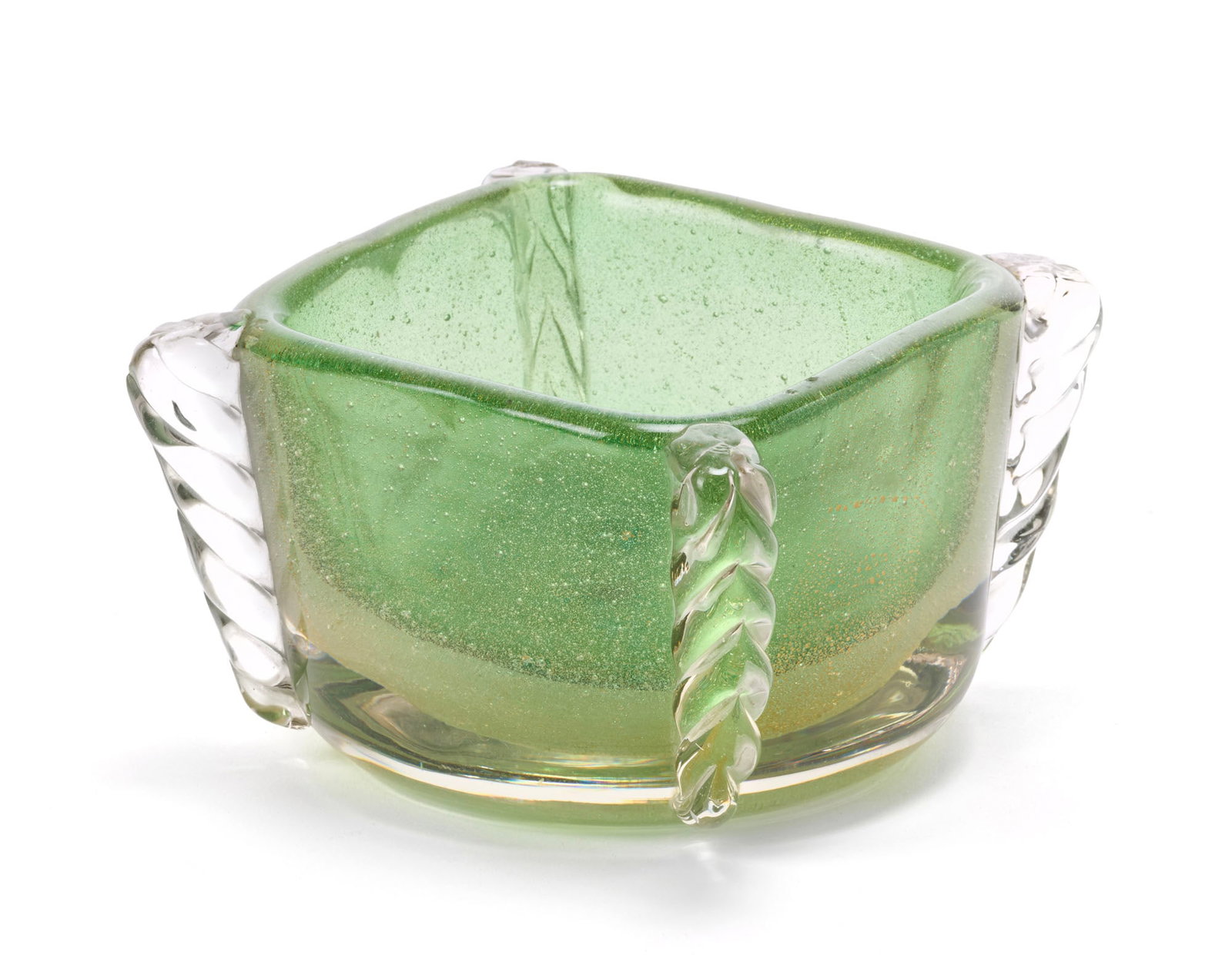 Seguso Vetri d'Arte Small vase with four feathered morises. Murano, 1930s/1940s. Lot consisting of (1 of 1)