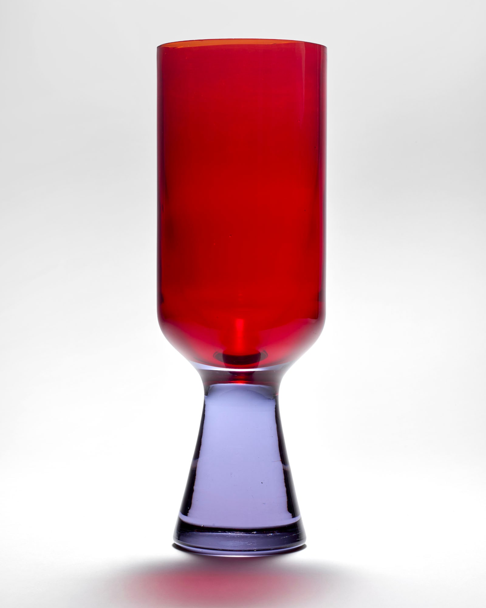 Manifattura di Murano Large goblet-shaped vase in transparent red and grey submerged glass. Murano, (1 of 1)