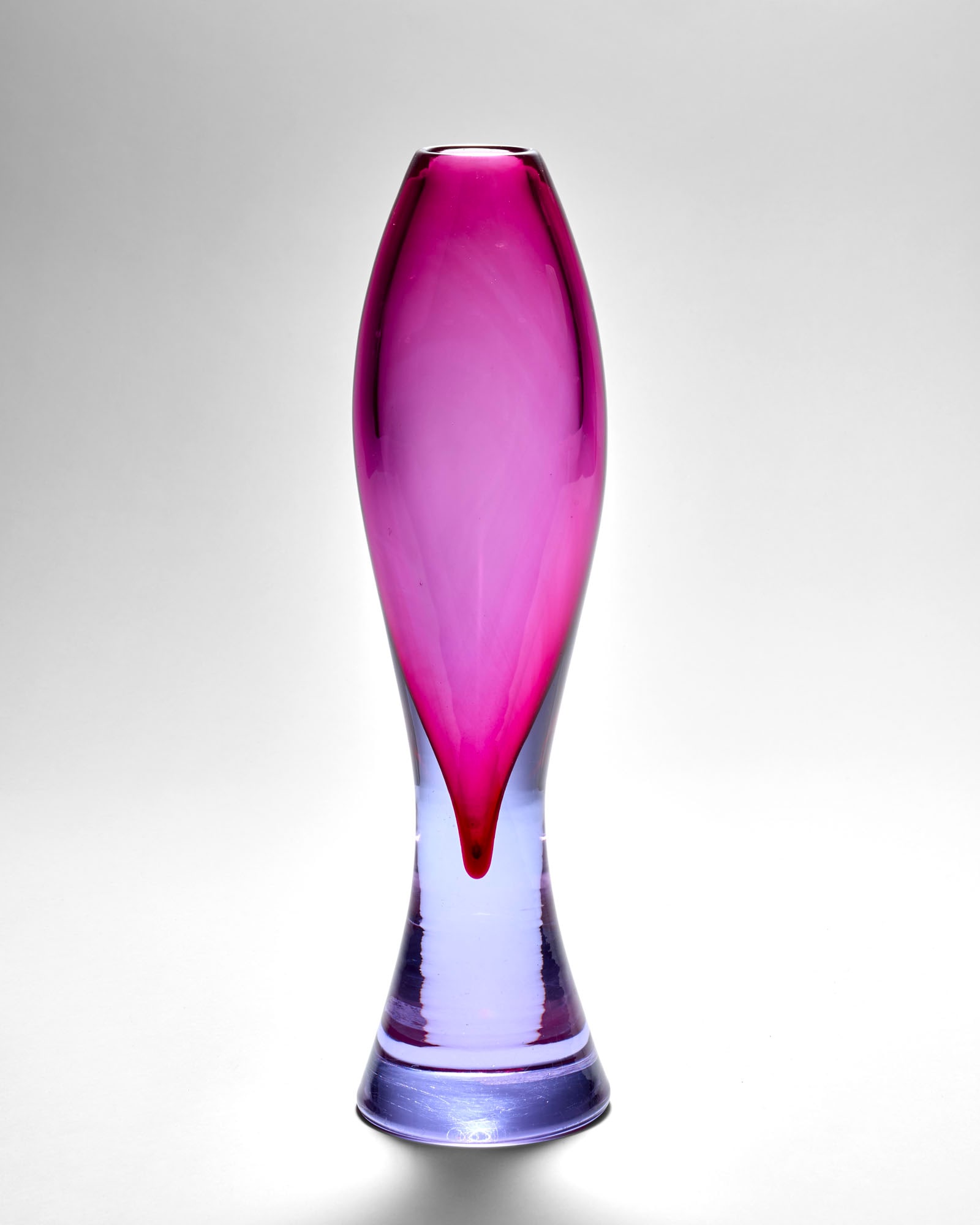 Manifattura di Murano Submerged glass vase with cyclamen and transparent lilac. Murano, (1 of 1)
