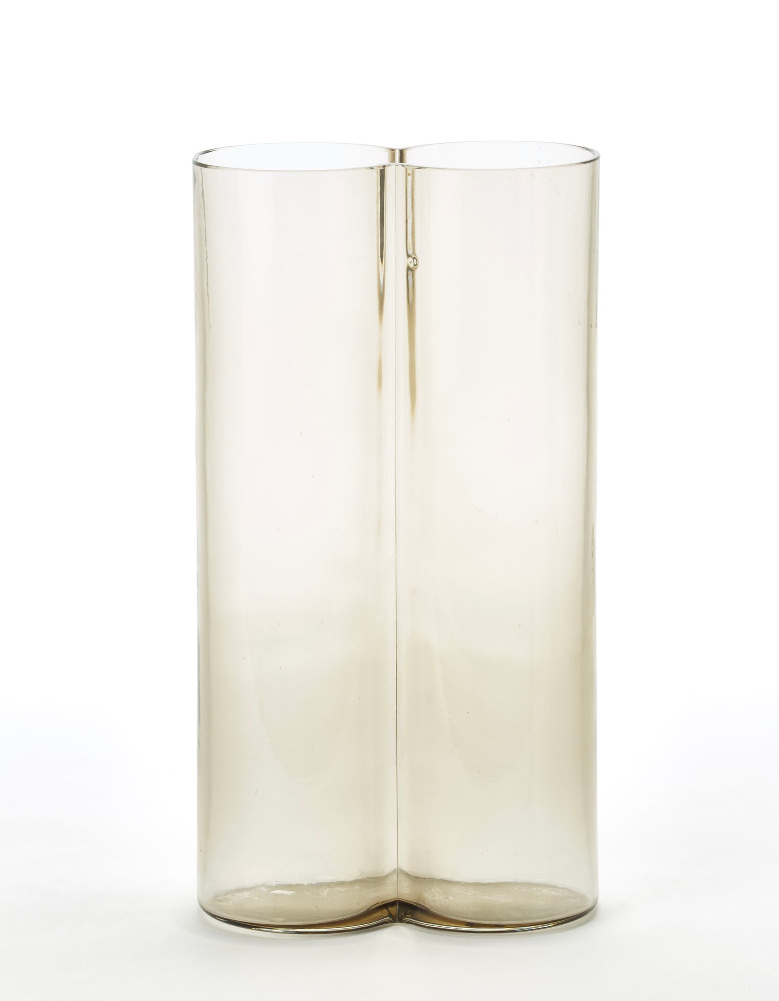 Carlo Nason (Murano 1935) Double cylindrical body vase in smoked blown glass. Murano, 1970s. (1 of 1)
