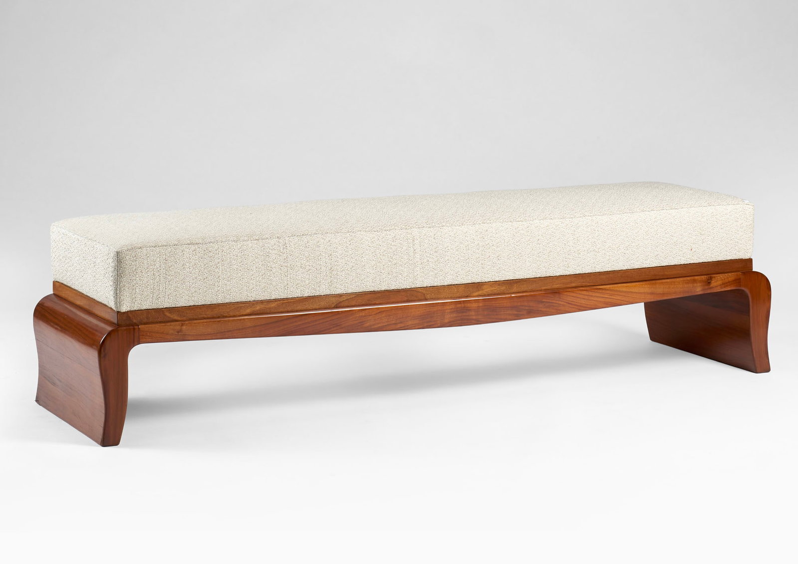 20th-century style wall bench. Milan, 1920s/1930s. Solid and veneered walnut wood, with a padded (1 of 1)