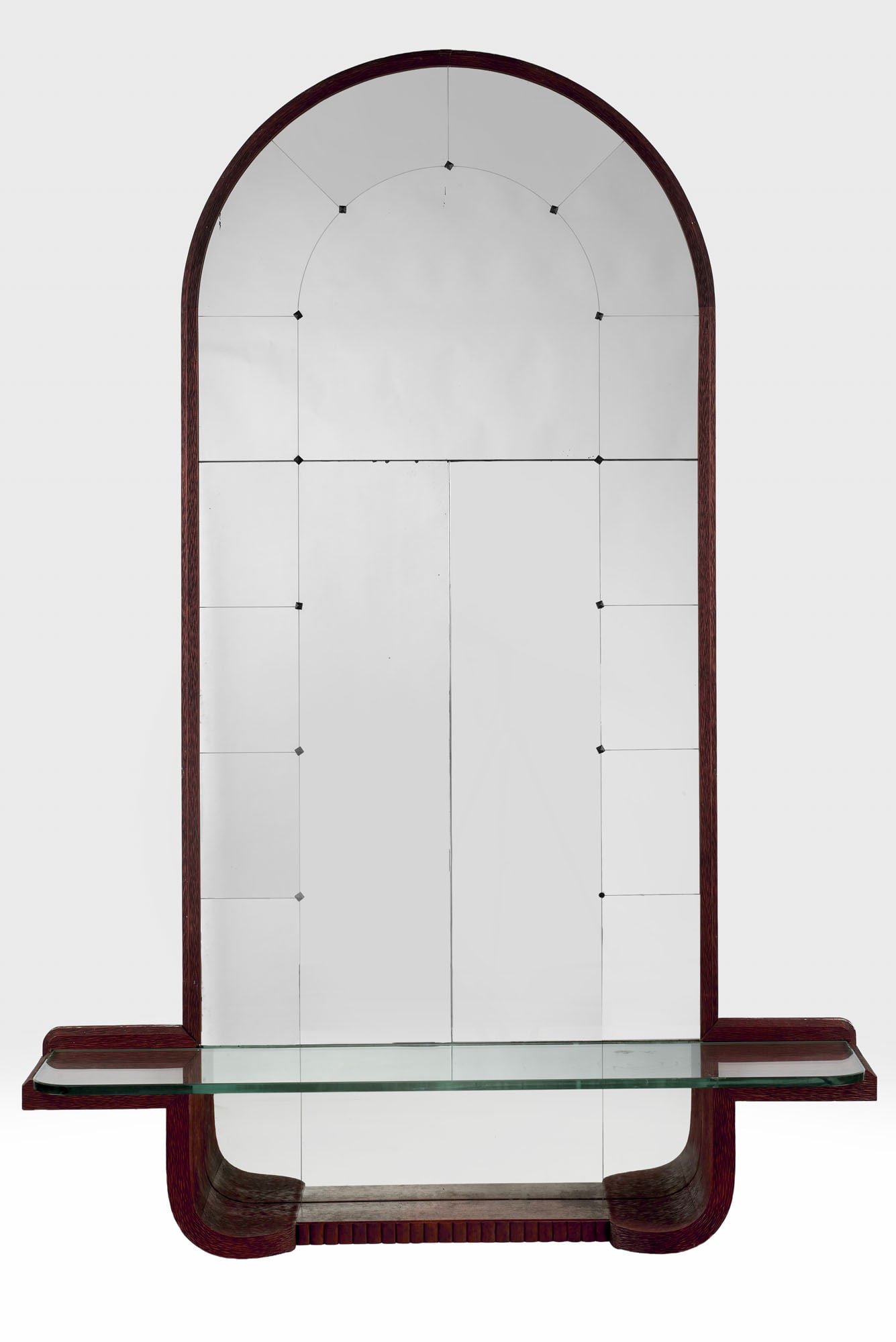 Pier Luigi Colli (Torino 1895 - 1968) Wall-mounted console with curved mirror. Turin, 1930s. Solid (1 of 1)