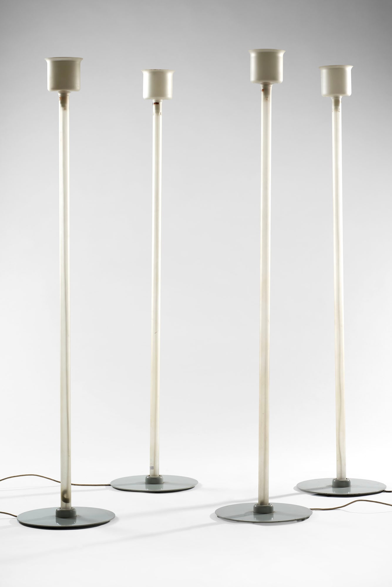 Piero Castiglioni e Roberto Menghi Four floor lamps model "Canna". Execution by Fontana Arte, (1 of 1)