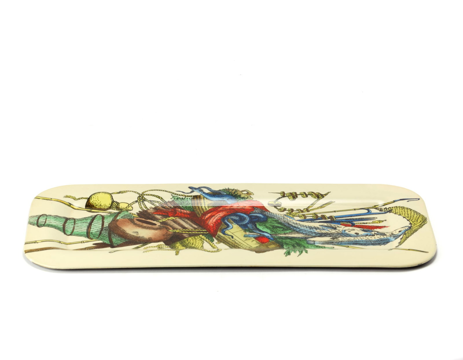 Piero Fornasetti (Milano 1913 - 1988) Tray with ‘La Pesca’ design. Milan, 1950s. Metal (1 of 1)
