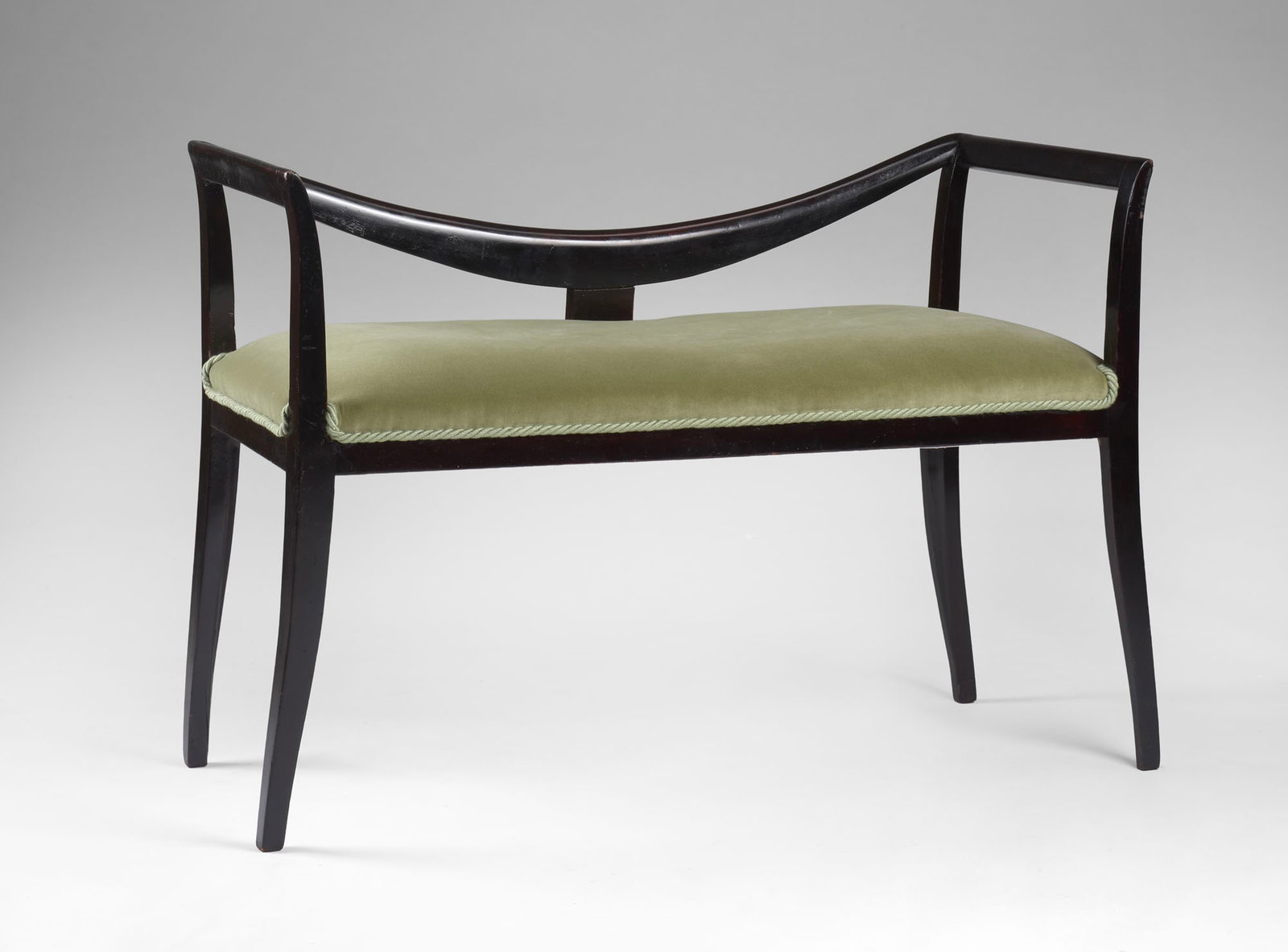 Emilio Lancia (Milano 1890 - Besozzo 1973) * Entrance bench. Milan, 1930ca. Ebonized wood structure (1 of 1)