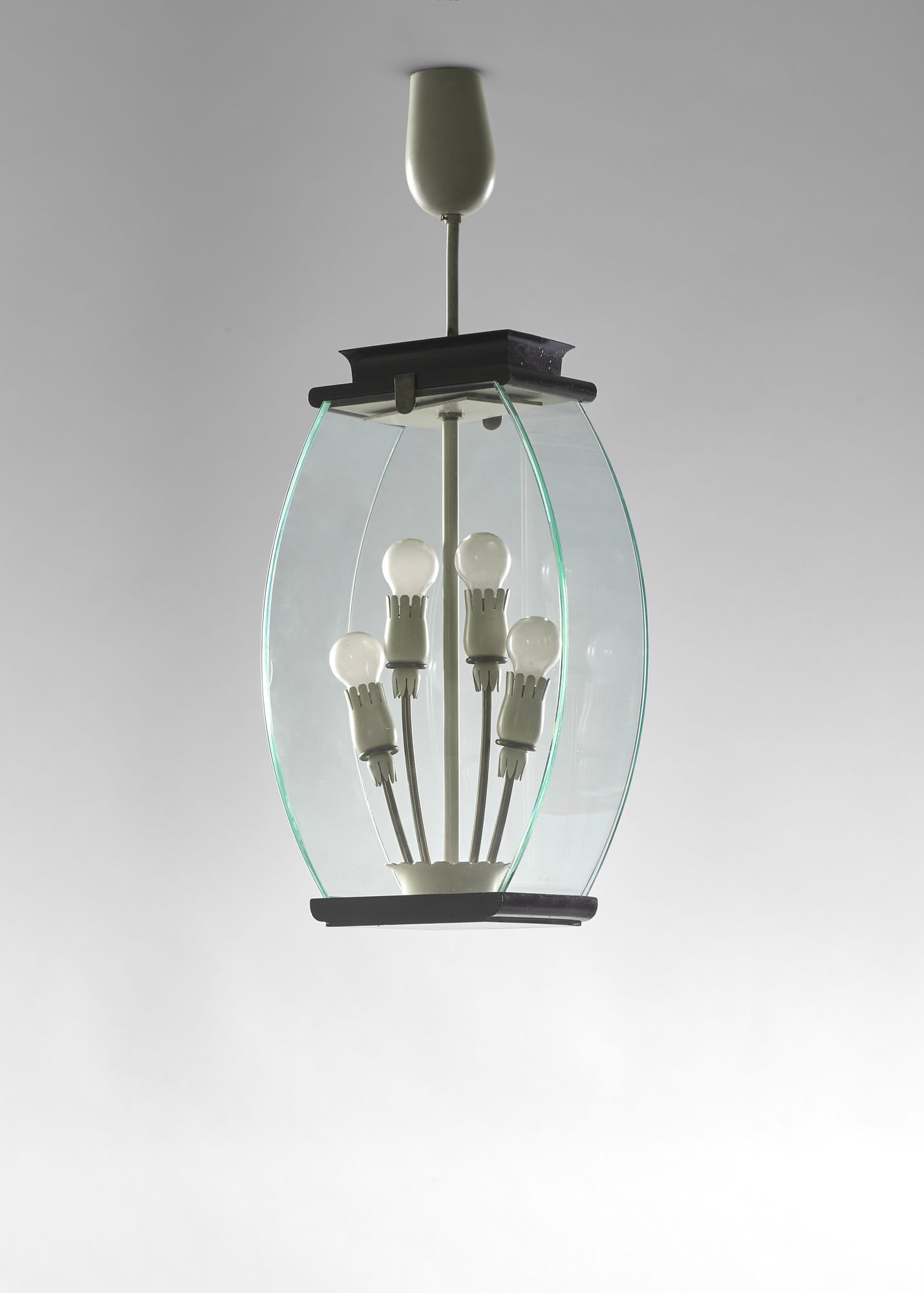 Pietro Chiesa (Milano 1892 - Parigi 1948) (Attributed) Table/pendant lamp made of wood, curved and (1 of 1)