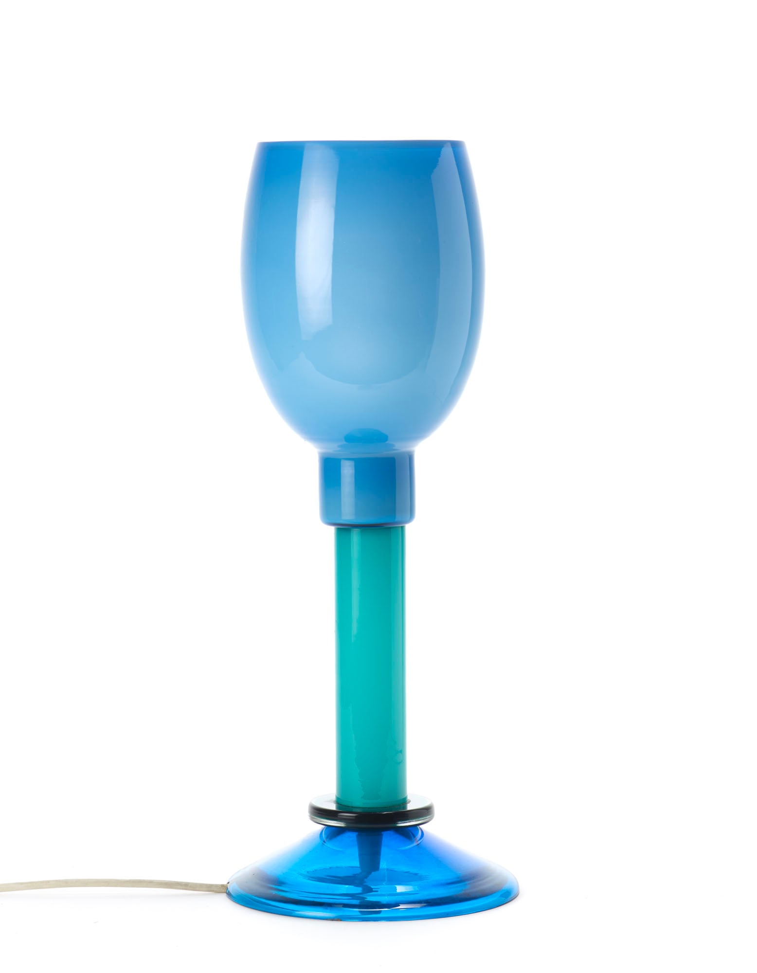 Marcello Furlan (Venezia 1962) Table lamp. Murano, 1980s/1990s. Blue and aquamarine cased glass. (h (1 of 1)