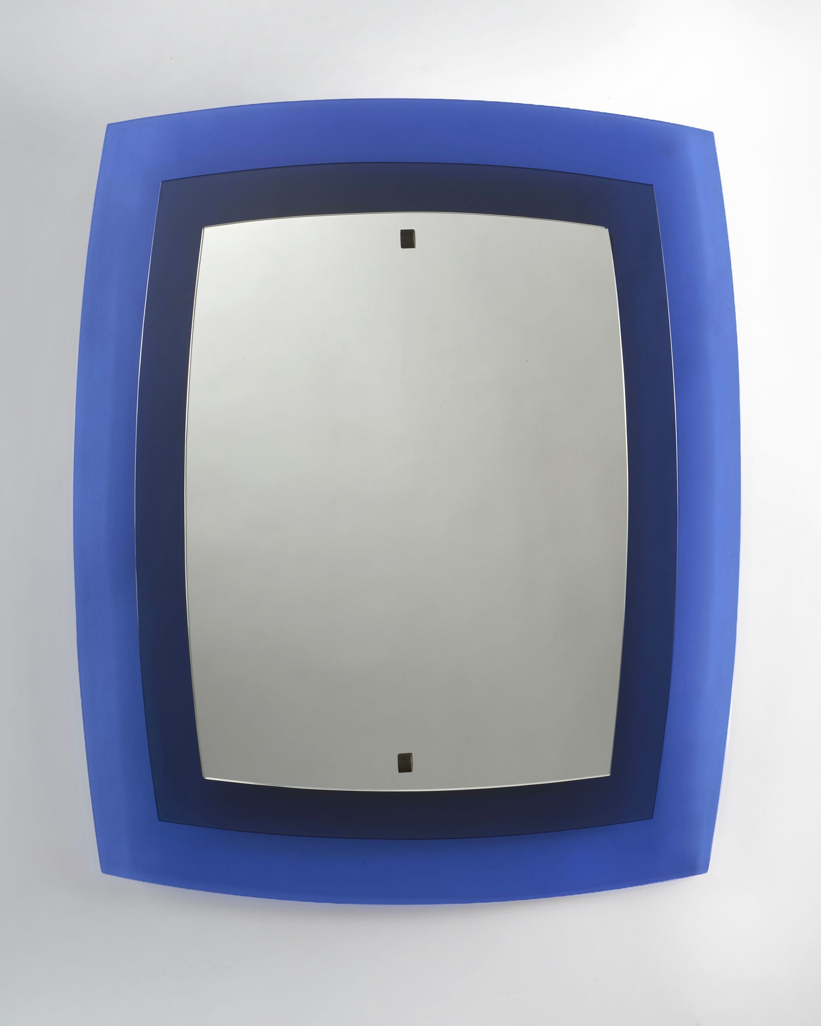 Fontana Arte Mirror model "2180". Milan, 1950s/1960s. Double frame in blue and dark green cut (1 of 1)