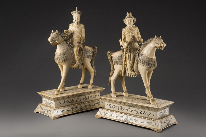 Pair of carved ivory figures of the Emperor and the (1 of 1)