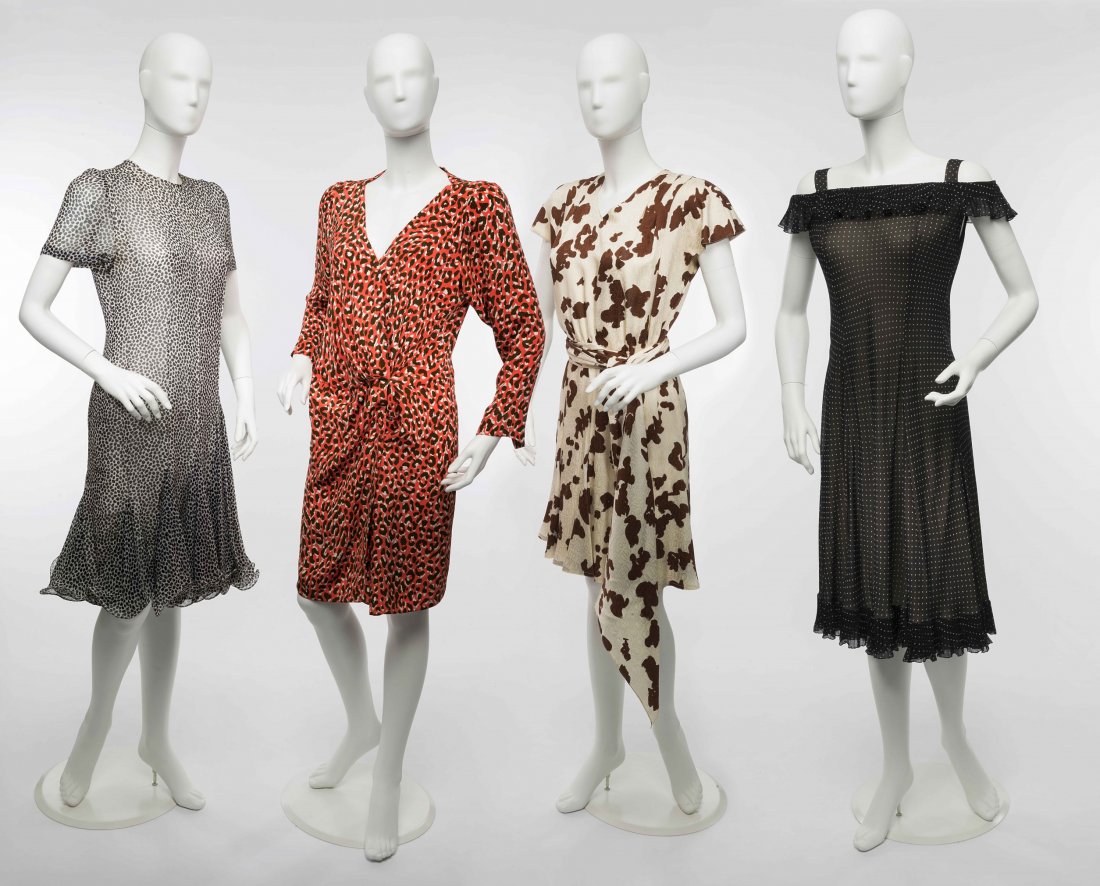 Yves Saint Laurent, Ivano Zermini, Curiel: lot: Yves Saint Laurent, Ivano Zermini, Curiel: lot comprising four dresses