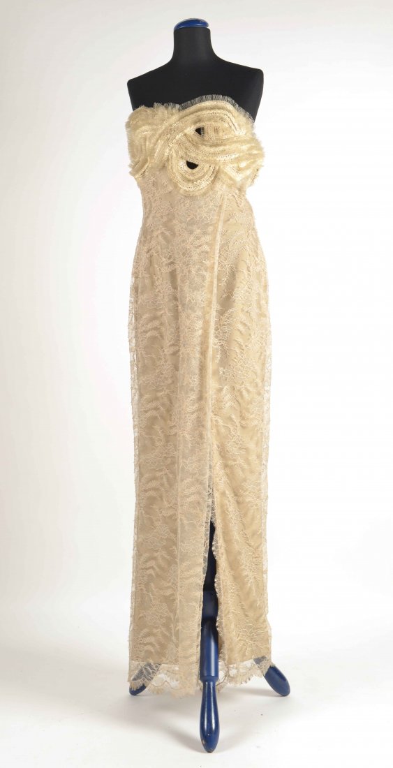 Gianfranco Ferre: long silk evening dress covered with (1 of 1)