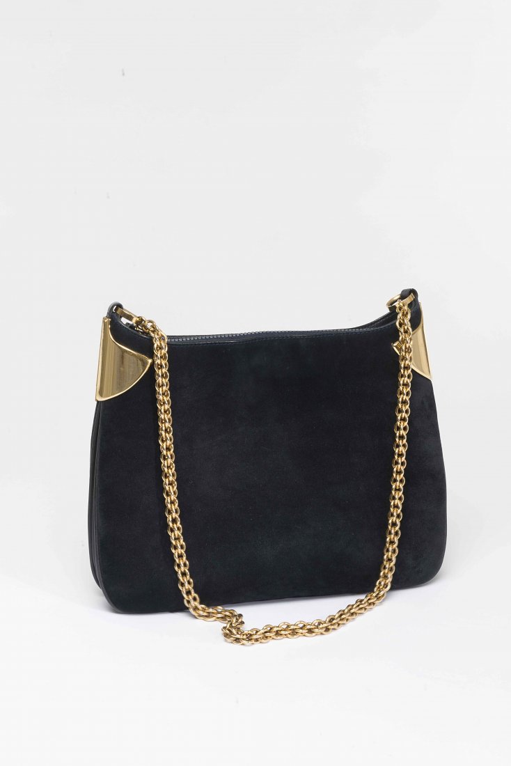 Gucci: blue suede handbag (width 30,5cm) (1 of 1)