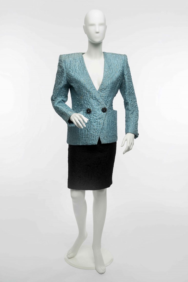Andrea Odicini: silk suit, blue jacket and black skirt (1 of 1)