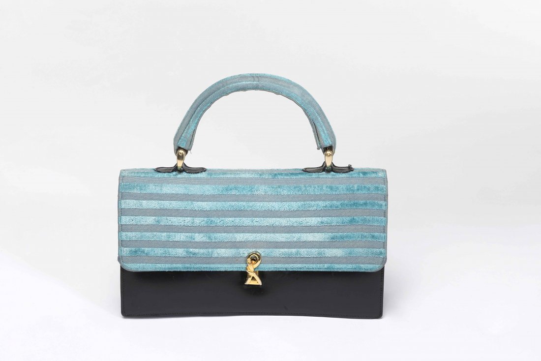 Roberta di Camerino: blue bellow baguette bag (width (1 of 1)